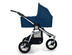 2020 Bumbleride Indie All Terrain Stroller with Era/ Indie/ Speed Bassinet in Maritime Blue Attached (fabric removed, optional). 