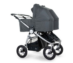 2020 Bumbleride Indie Twin Double Stroller with dual Indie Twin Bassinets in Dawn Grey Attached (fabric removal optional)- UK